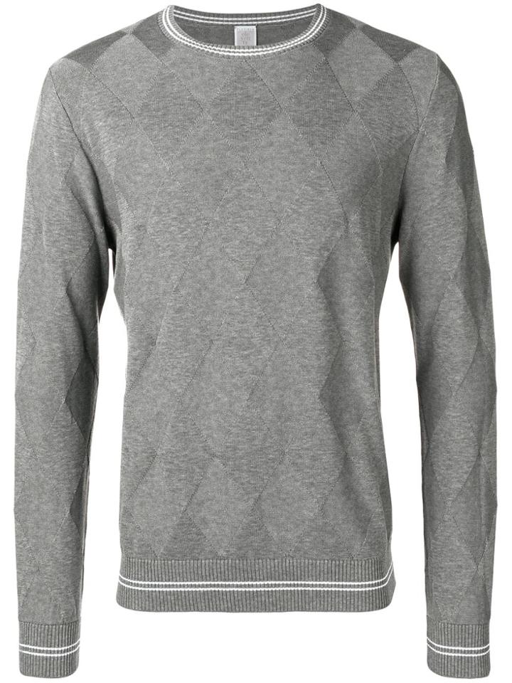 Eleventy Geometric Embroidered Sweater - Grey