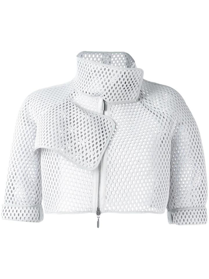 Maticevski Cropped Mesh Jacket, Women's, Size: 8, Grey, Polyester