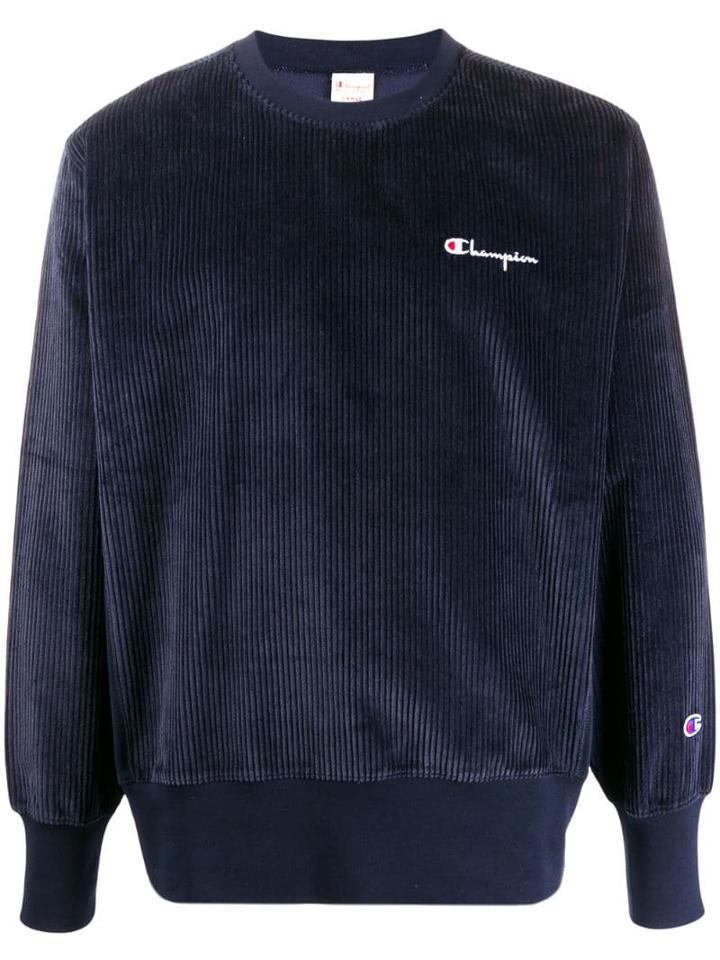 Champion Ribbed Logo Sweatshirt - Blue