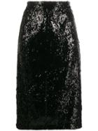 Nº21 Sequinned Midi Skirt - Black