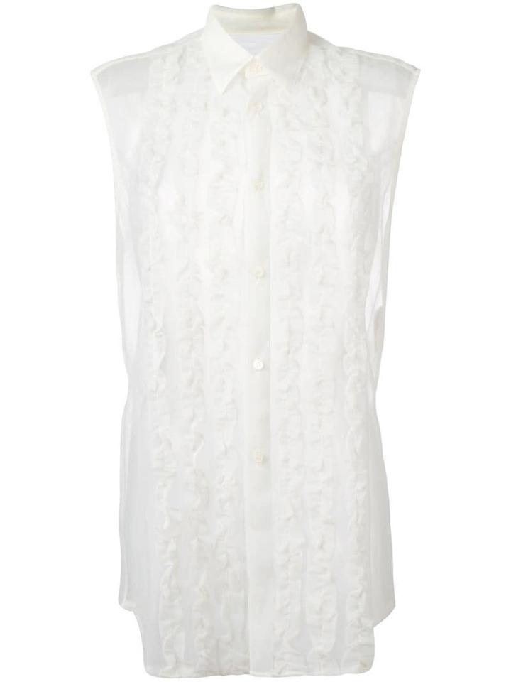 Comme Des Garçons Pre-owned Sheer Ruffled Shirt - Neutrals