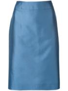 Emporio Armani Metallic Pencil Skirt - Blue