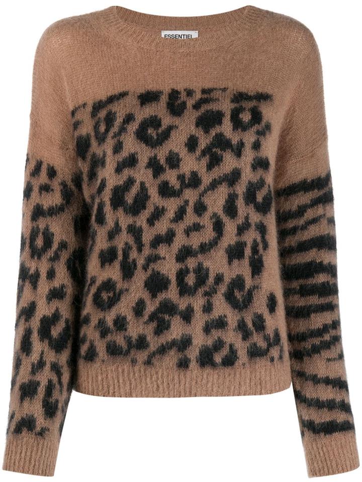 Essentiel Antwerp Crew-neck Animal Pattern Sweater - Neutrals