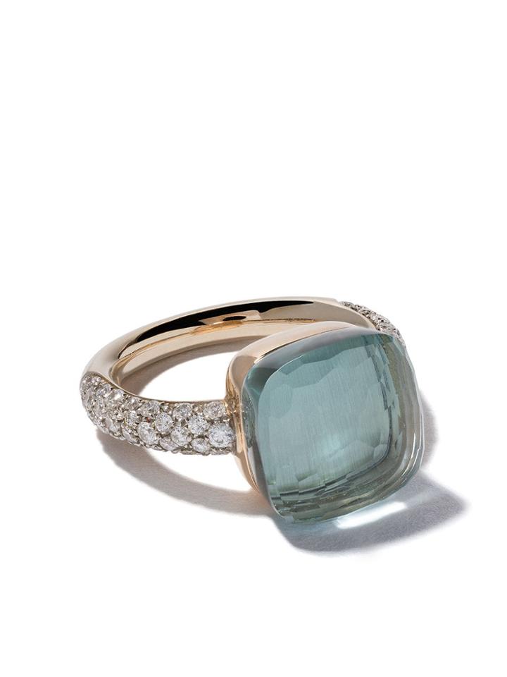 Pomellato 18kt Rose And White Gold Small Nudo Topaz And Diamond Ring -