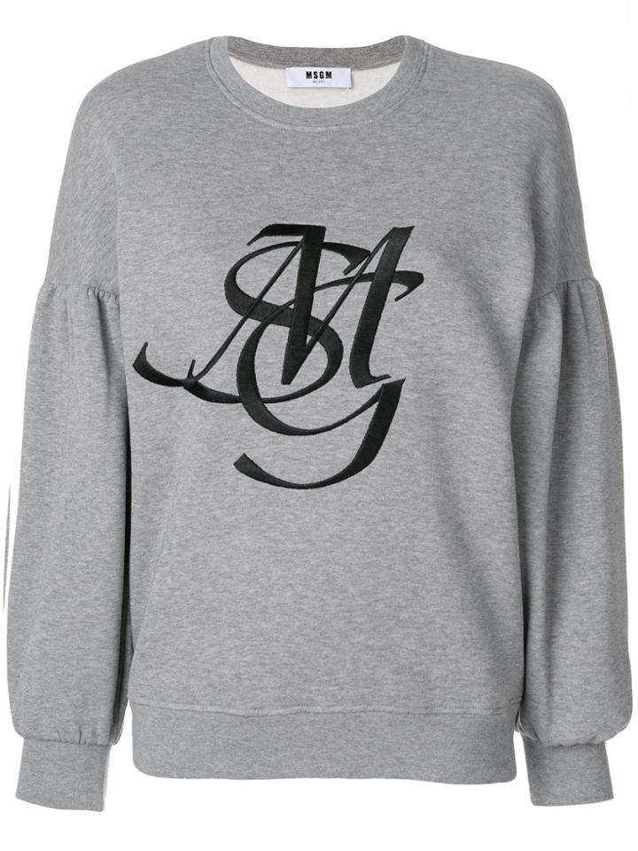 Msgm Embroidered Logo Sweatshirt - Grey