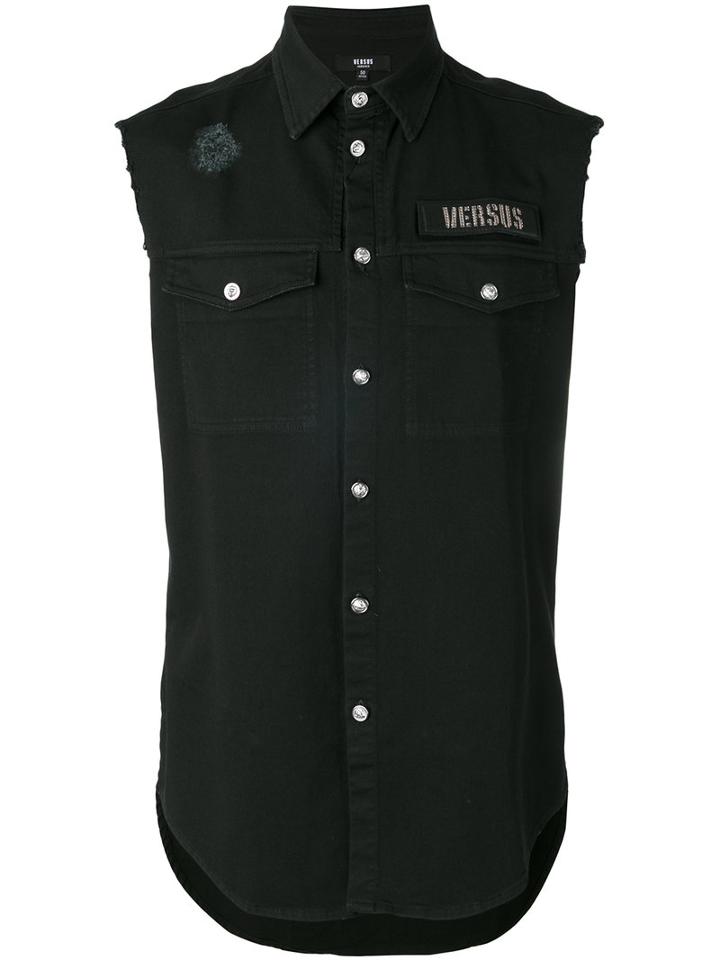 Versus Sleeveless Shirt, Men's, Size: 50, Black, Cotton/spandex/elastane