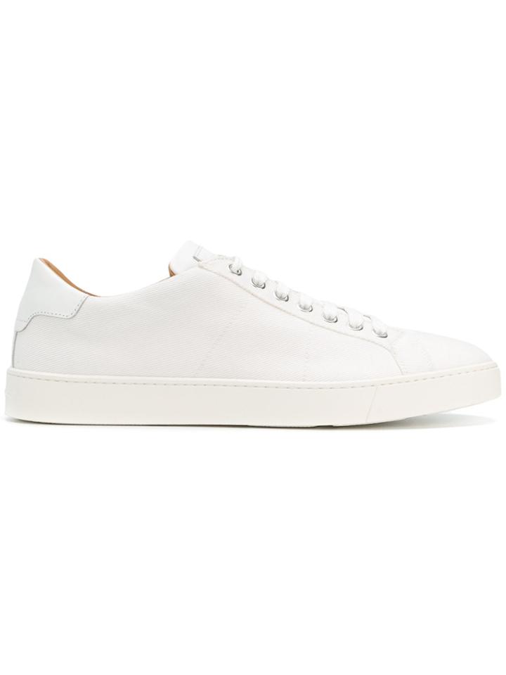 Santoni Denim Lace-up Sneakers - White