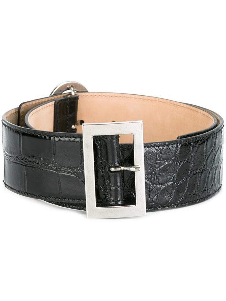 Alexander Mcqueen Paisley Buckle Belt, Women's, Size: 85, Black, Leather