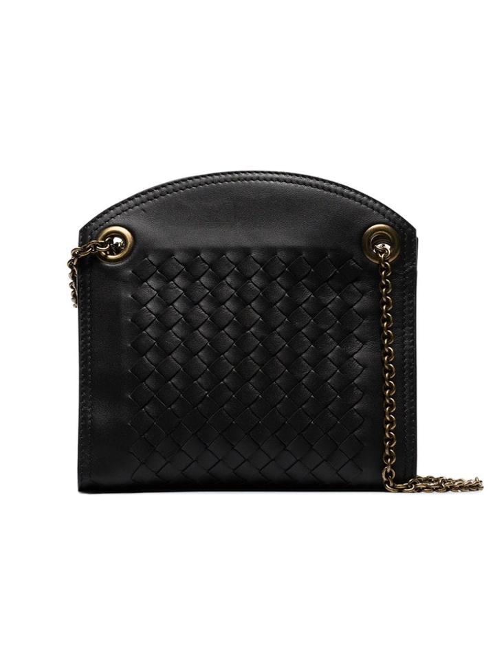 Bottega Veneta Black Mini Woven Leather Cross Body Bag