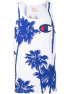 Champion Palm Tree Print Vest, Men's, Size: Large, White, Cotton
