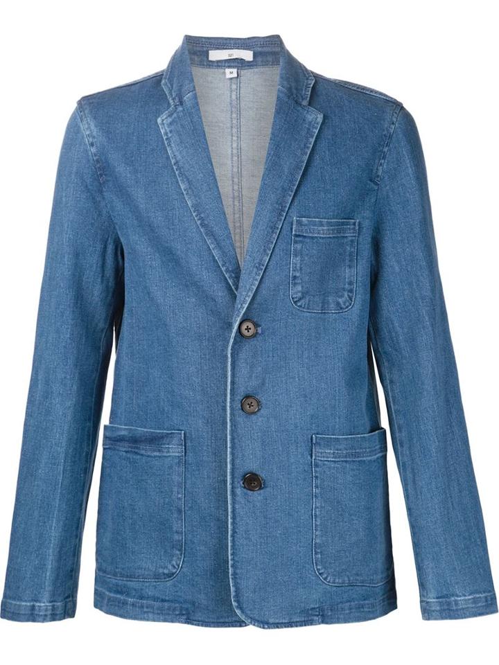 321 Jog Denim Blazer, Men's, Size: M, Blue, Cotton/ramie/polyurethane