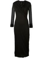 Rick Owens Lilies Draped Midi Dress, Women's, Size: 42, Black, Cotton/polyamide/viscose