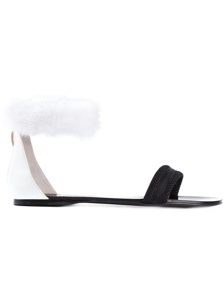 Anna Baiguera Mink Fur Ankle Strap Sandals