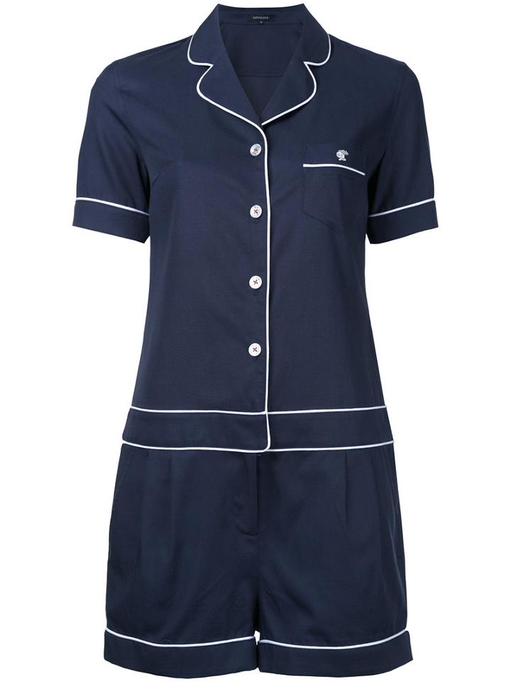 Loveless - Pajama Playsuit - Women - Cotton/tencel - 34, Blue, Cotton/tencel