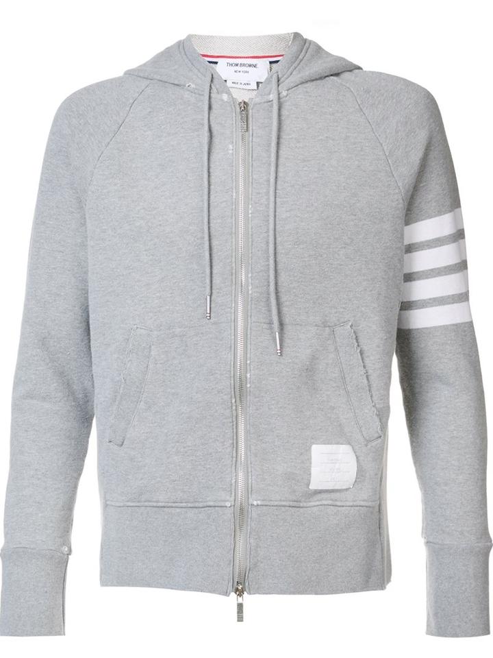 Thom Browne Striped Sleeve Zipped Hoodie