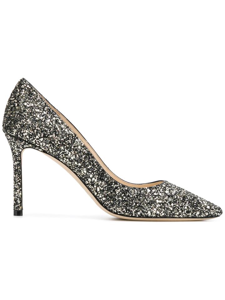Jimmy Choo Romy 85 Glitter Pumps - Black