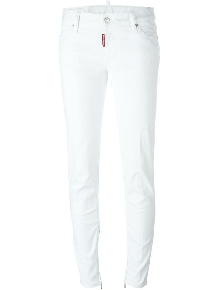 Dsquared2 'skinny' Medium Waist Jeans, Women's, Size: 44, White, Cotton/spandex/elastane
