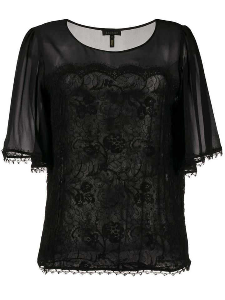 Escada Sheer Sleeve Blouse - Black