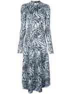Proenza Schouler Zebra Jacquard Long Sleeve Dress - Blue