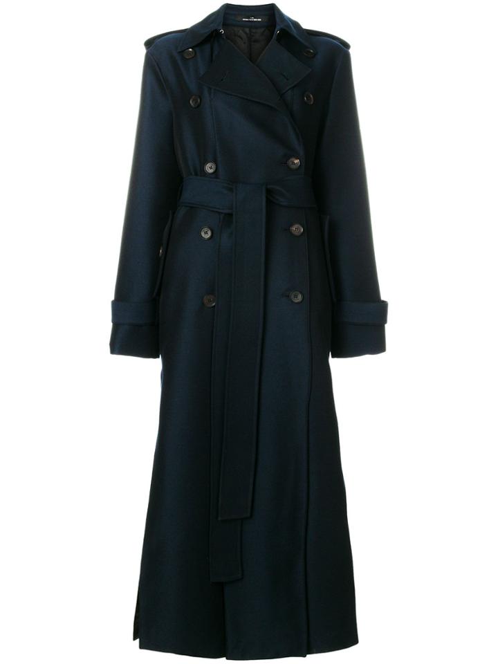 Rokh Belted Trench Coat - Blue