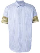 Comme Des Garçons Shirt Camouflage Detail Striped Shirt, Men's, Size: Xl, Blue, Cotton