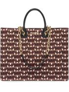 Miu Miu Jacquard And Leather Tote - Black