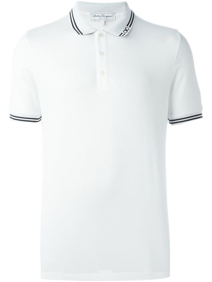 Salvatore Ferragamo Classic Polo Shirt, Men's, Size: Medium, White, Cotton