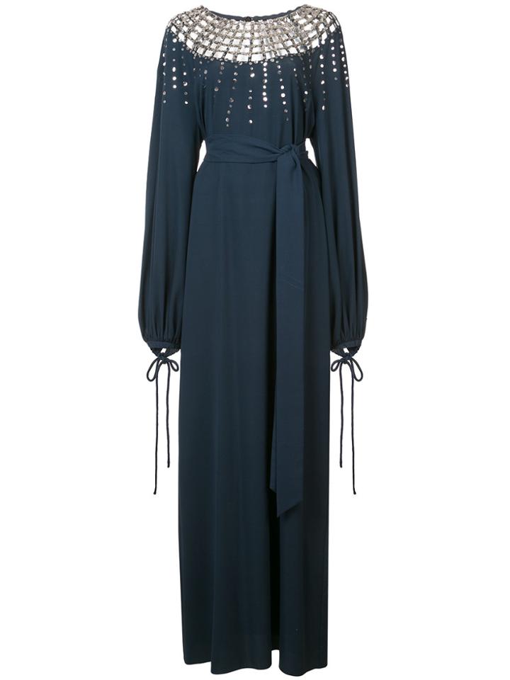 Oscar De La Renta Sequin-embroidered Kaftan - Blue