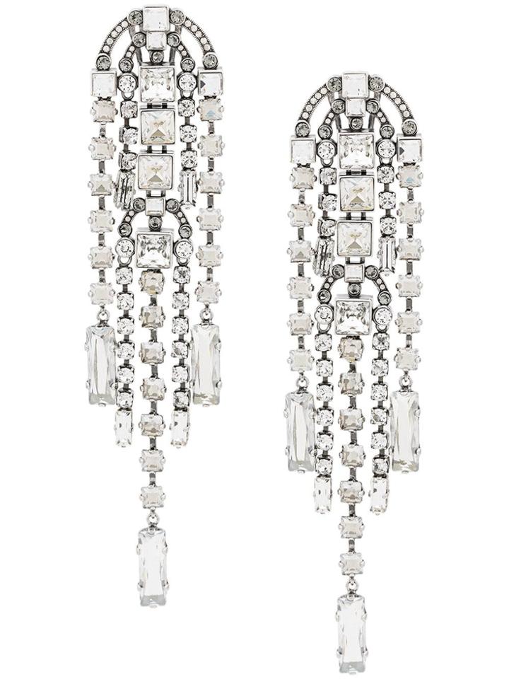 Lanvin Crystal Embellished Drop Earrings - Silver