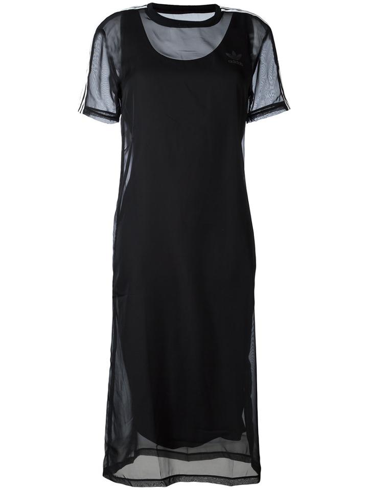 Adidas Originals Double Layer Logo Dress, Women's, Size: 42, Black, Cotton/polyester/spandex/elastane