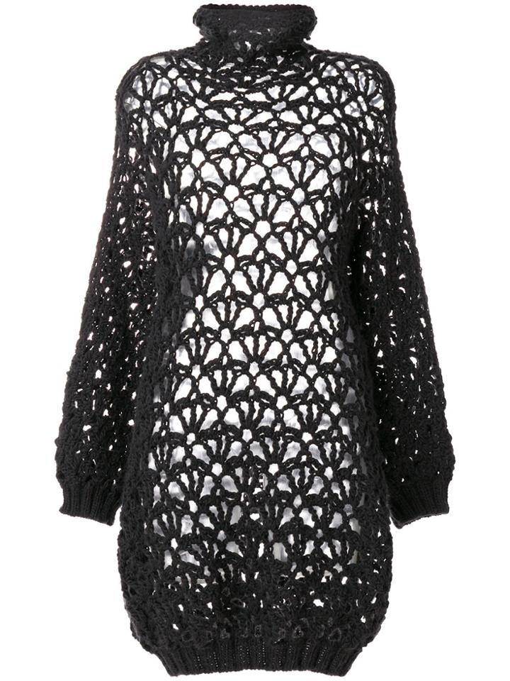 Yohji Yamamoto Vintage Turtleneck Chunky Knit Dress - Grey