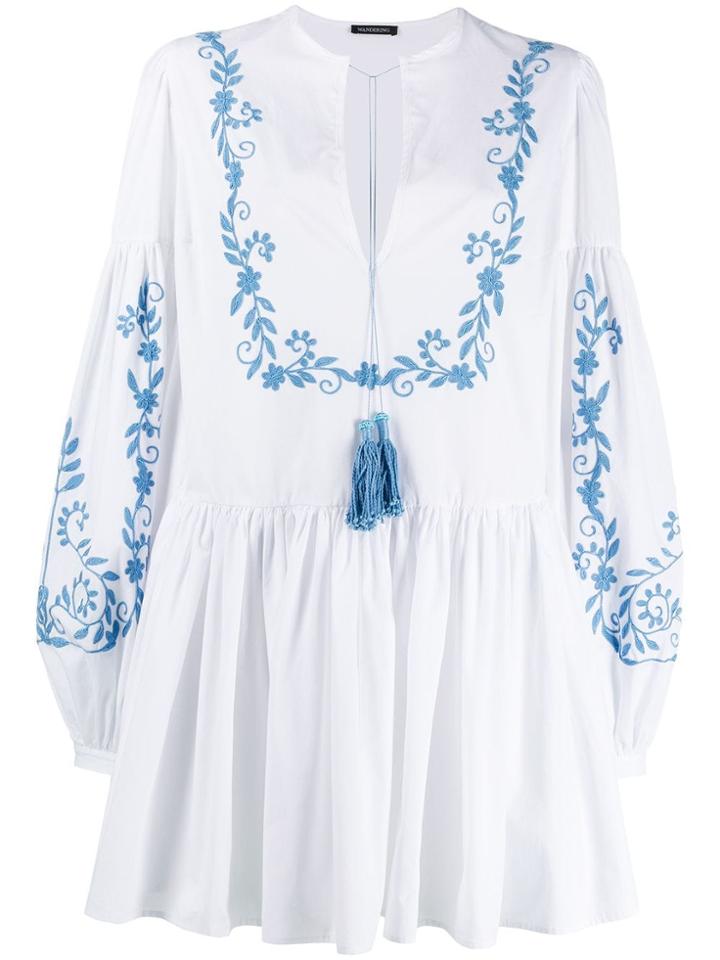 Wandering Embroidered Mini Dress - White