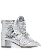 Sergio Rossi Ruffle Front Ankle Boots - Silver