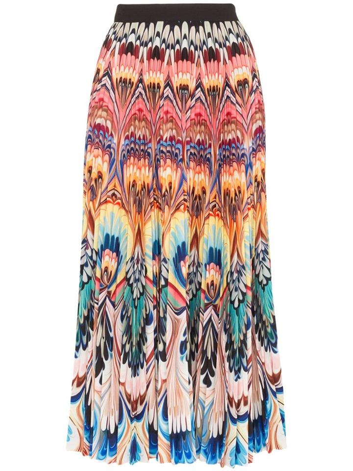 Mary Katrantzou Marble Print Pleated Midi Skirt - Multicoloured