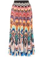 Mary Katrantzou Marble Print Pleated Midi Skirt - Multicoloured