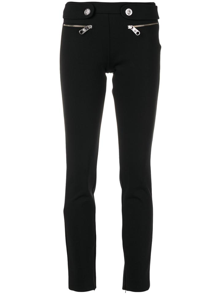 Versus Zip Button Tab Skinny Trousers - Black