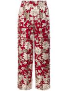 La Doublej Floral Print Trousers - Red