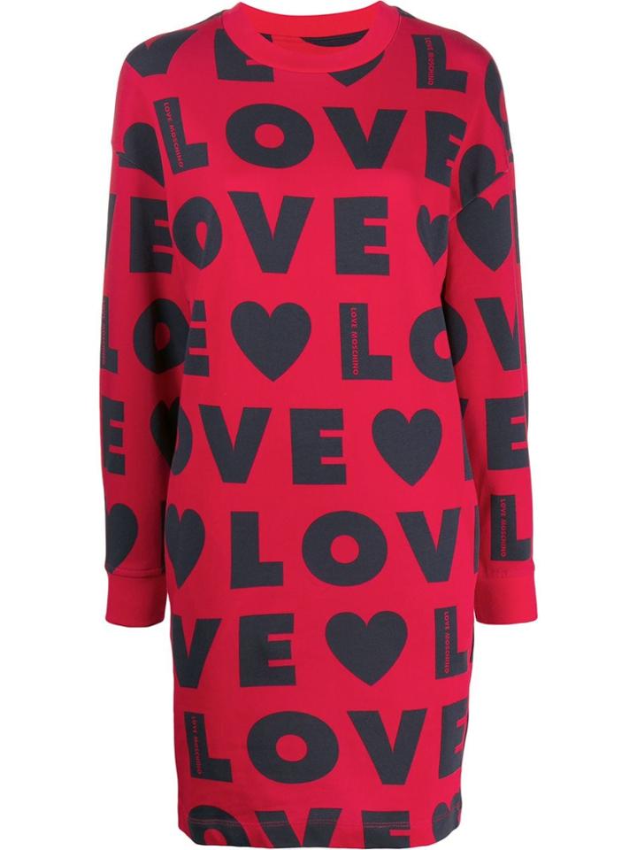 Love Moschino Love Print Sweatshirt Dress - Red
