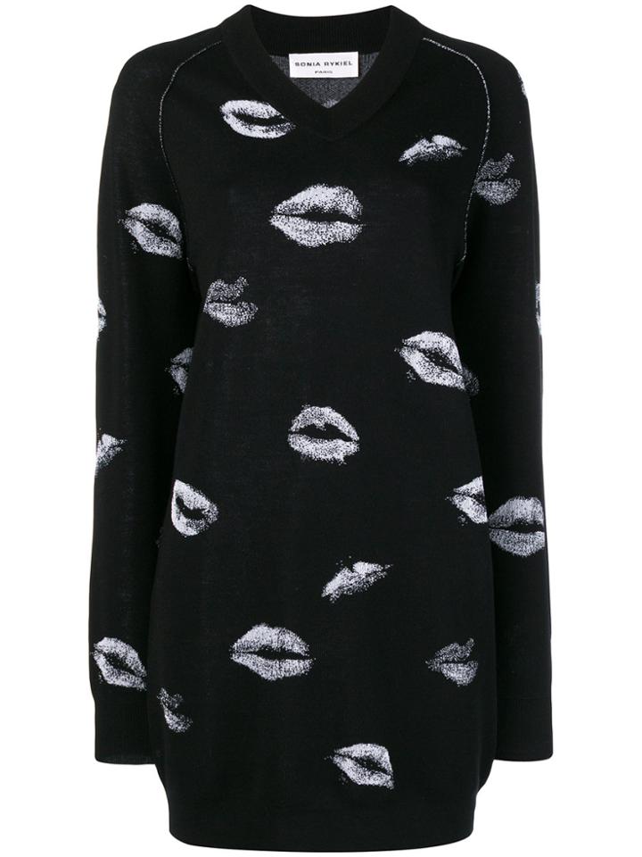 Sonia Rykiel Lip Print Dress - Black