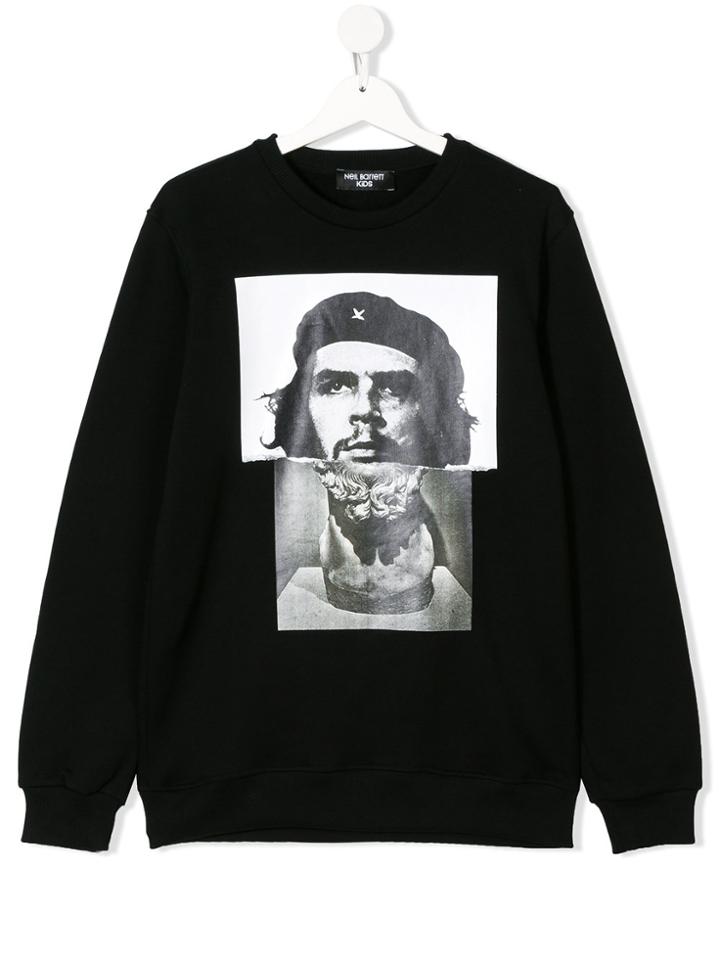 Neil Barrett Kids Che Guevarius Hybrid Print Sweatshirt - Black