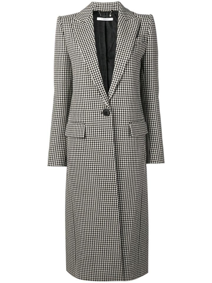 Givenchy Houndstooth Long Coat - Black