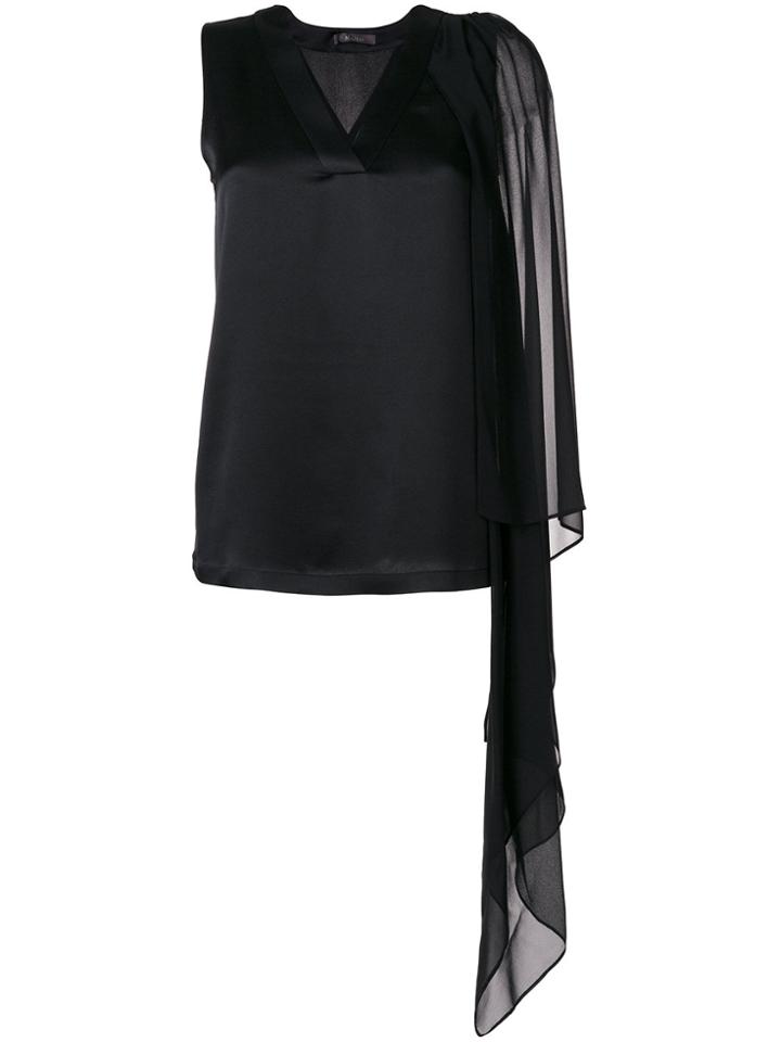 Max Mara Asymmetric V-neck Top - Black