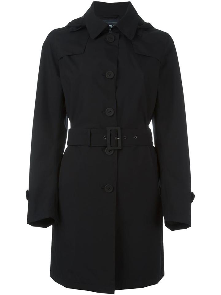 Herno Detachable Hood Trench Coat, Women's, Size: 46, Black, Polyester/polytetrafluoroethylene Ptfe