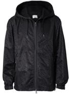 Burberry Monogram Technical Nylon Jacquard Hooded Jacket - Black