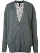 Vera Wang Lace Back Cardigan, Women's, Size: Small, Grey, Nylon/wool/spandex/elastane/silk