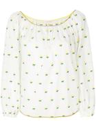 Marc Jacobs Rose Fil-coupé Peasant Blouse - White
