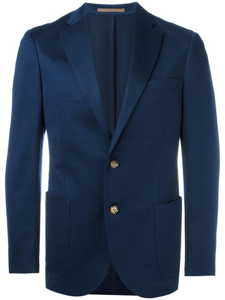 Eleventy Patch Pocket Blazer, Men's, Size: 50, Blue, Supima Cotton/acetate/polybutylene Terephthalate (pbt)