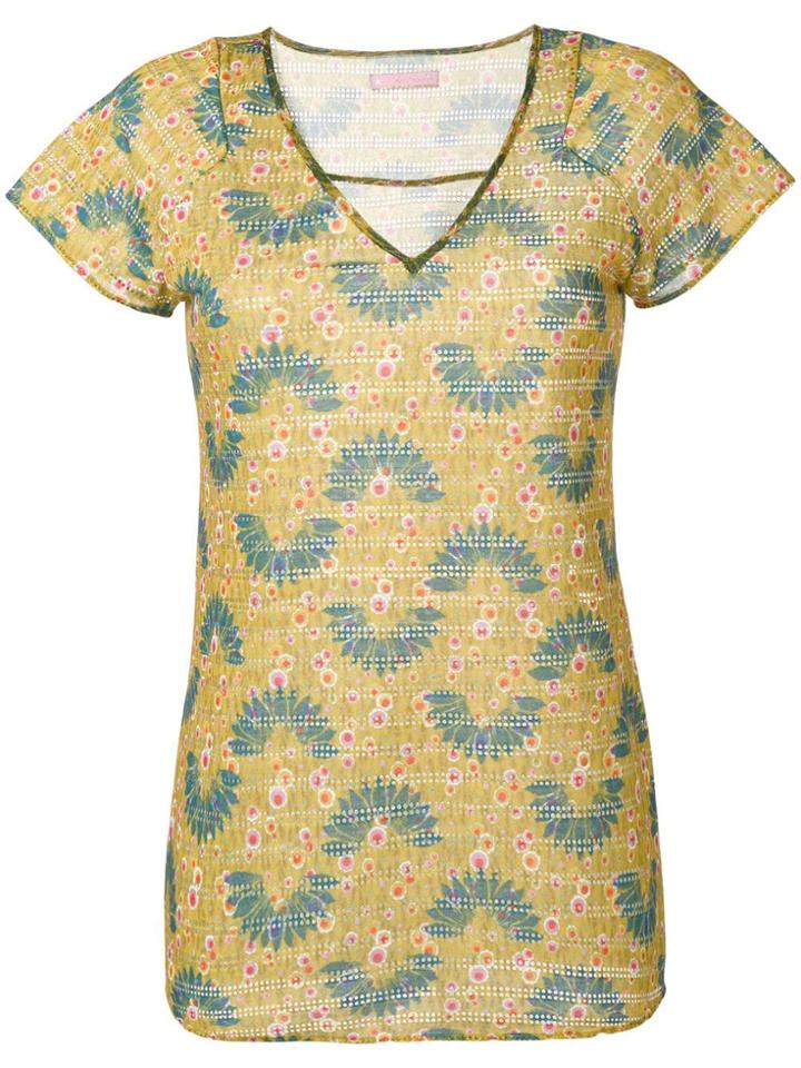 Kristina Ti V-neck Printed Top - Green