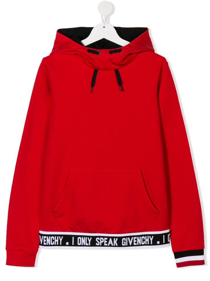 Givenchy Kids Teen Slogan-print Hoodie - Red