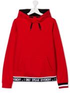 Givenchy Kids Teen Slogan-print Hoodie - Red